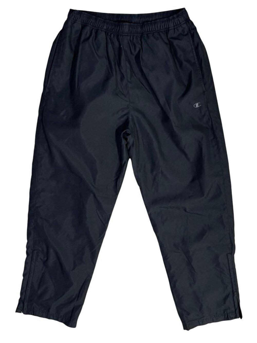 Champion Black Sweatpants Warm up Size M Medium Elastic Zip (READ)